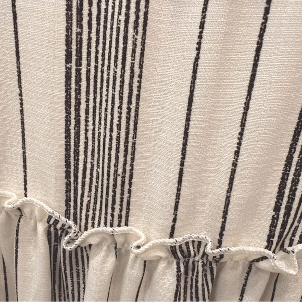 ODDY Beige with Black Stripes Peasant Style Top - Picture 6 of 7